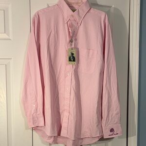 Donald Ross Classic Pink Gingham Men's Shirt long sleeve with logo on cuff